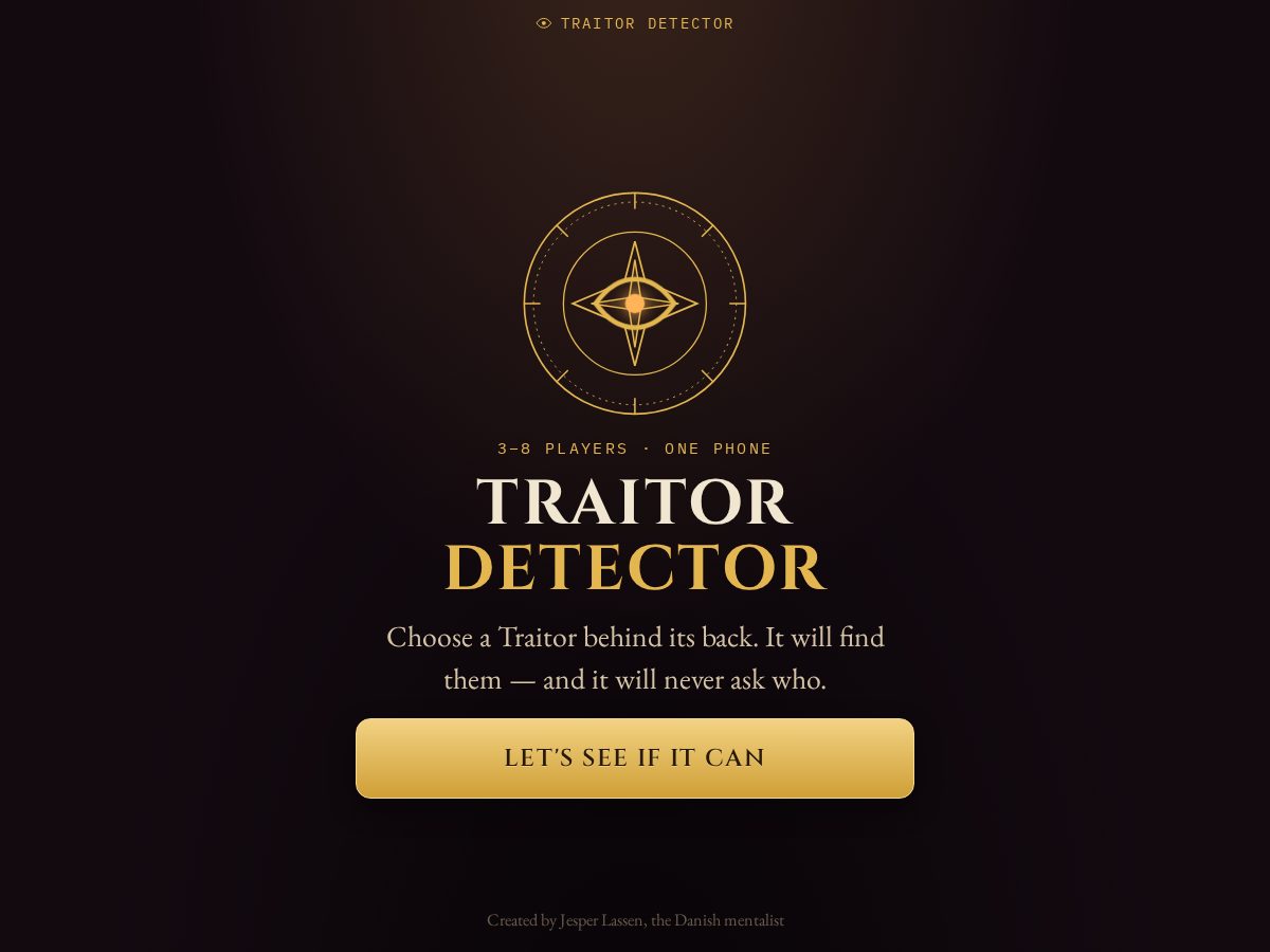 Landing-page snapshot of traitordetector.com