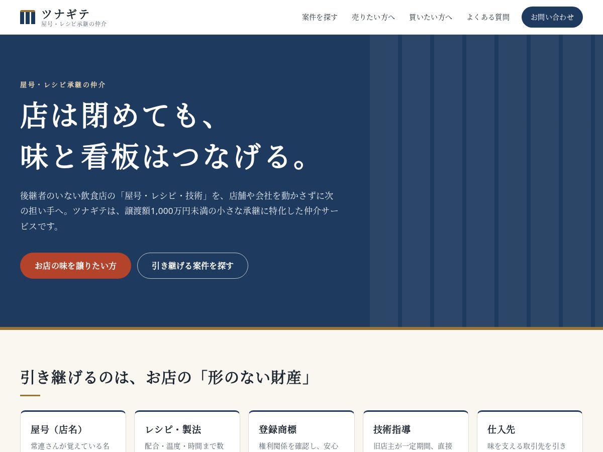Landing-page snapshot of tsunagite.site