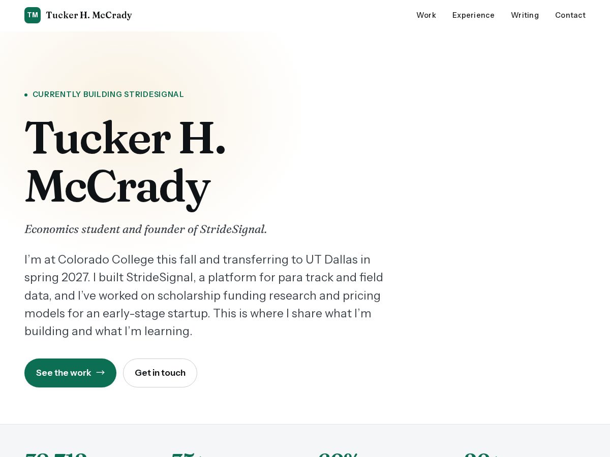Landing-page snapshot of tuckermccrady.com