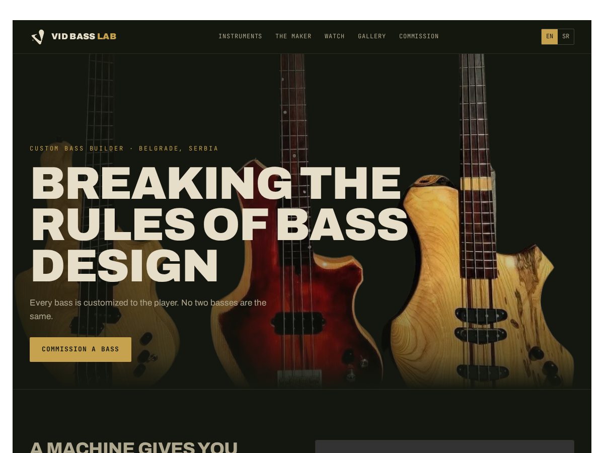 Landing-page snapshot of vidbasslab.com