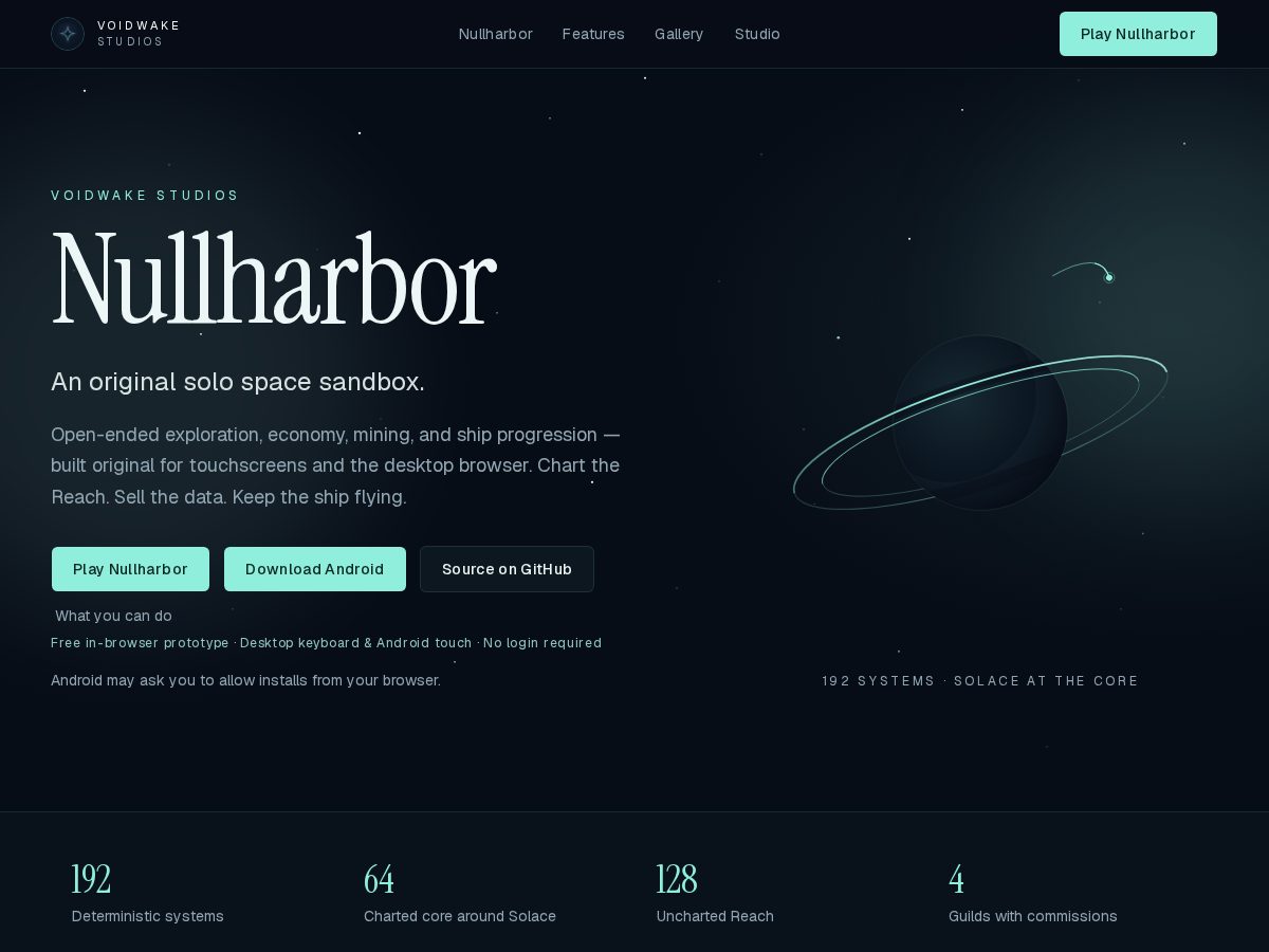 Landing-page snapshot of voidwakestudios.com