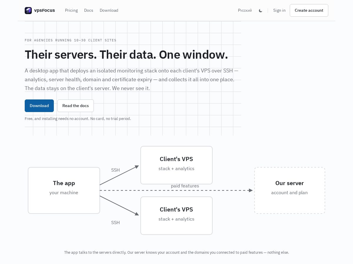 Landing-page snapshot of vpsfocus.xyz