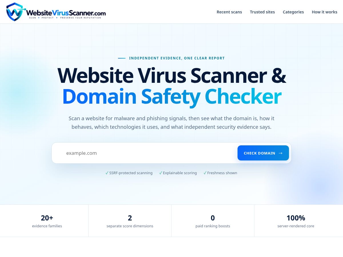 Landing-page snapshot of websitevirusscanner.com