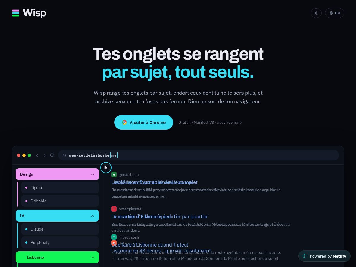 Landing-page snapshot of wisptab.com