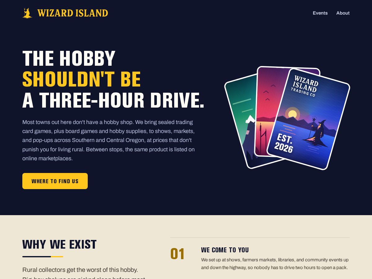 Landing-page snapshot of wizardislandtrading.com