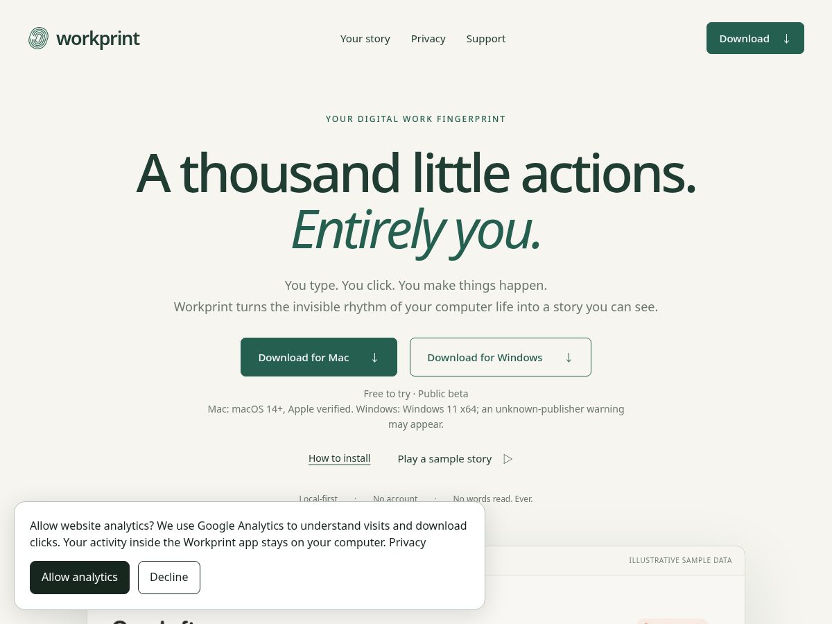 Landing-page snapshot of workprint.digital