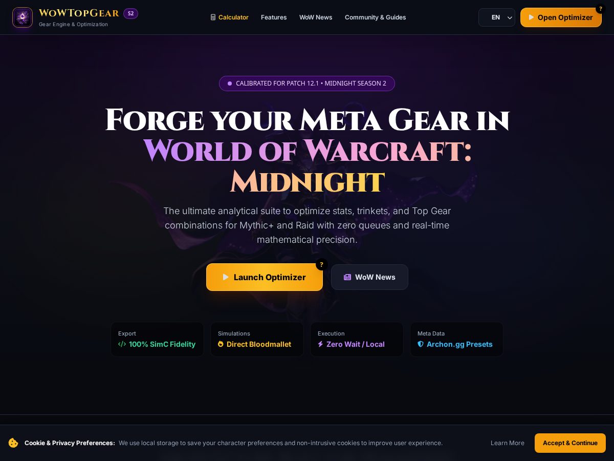 Landing-page snapshot of wowtopgear.app