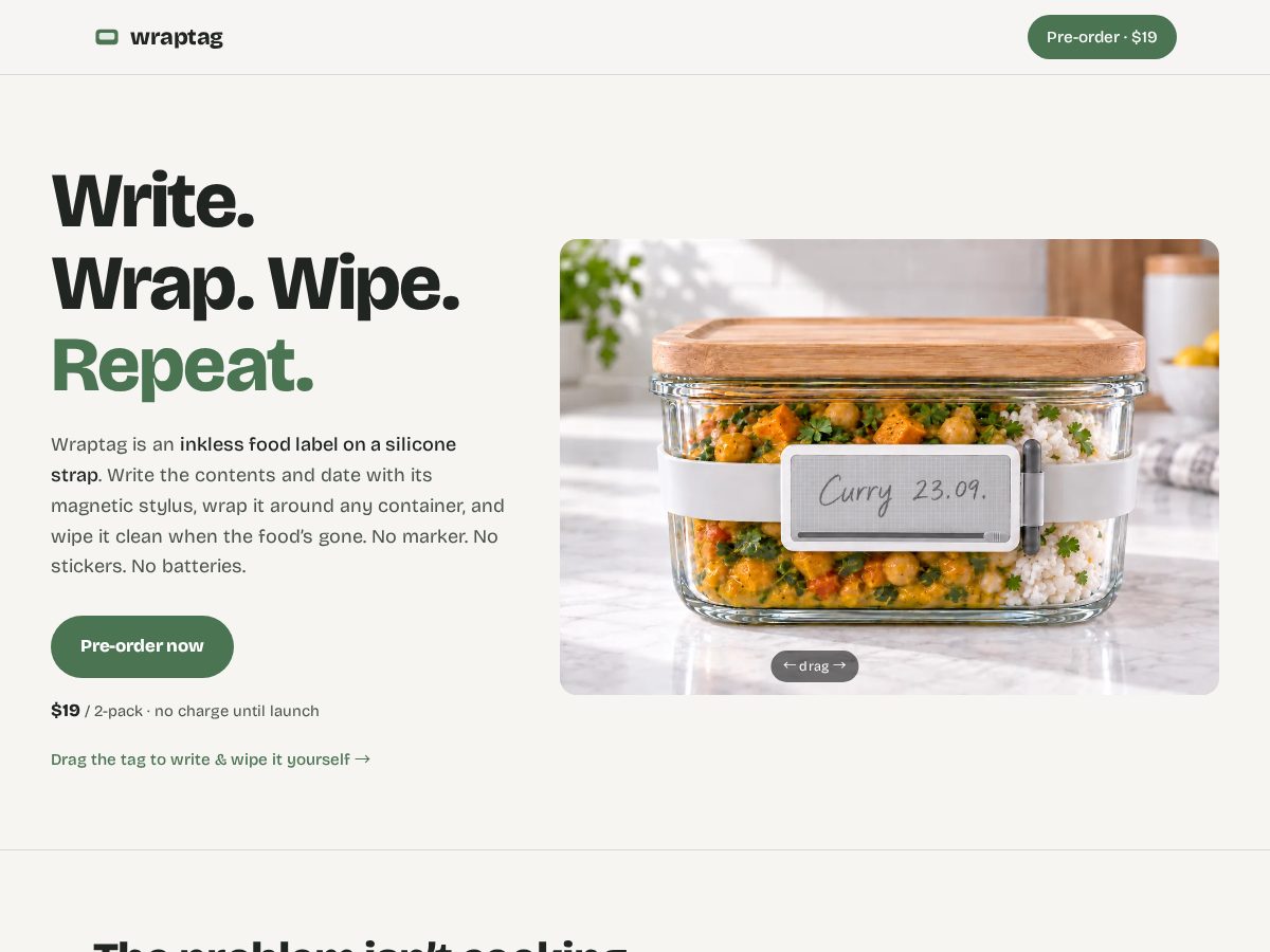 Landing-page snapshot of wraptag.net