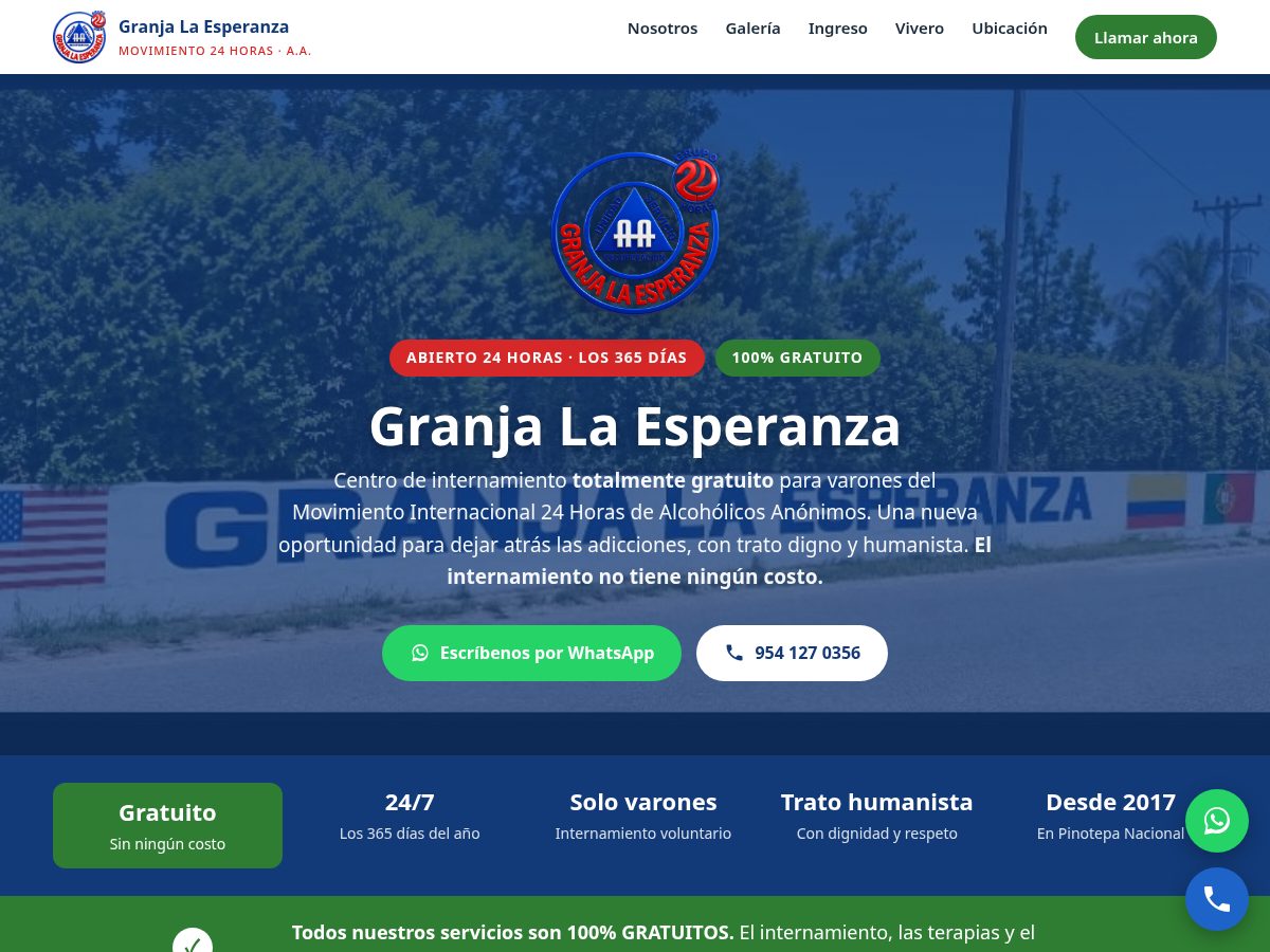 Landing-page snapshot of xn--centroderehabilitacingranjalaesperanza-zxd.com