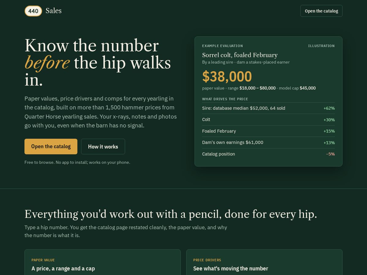 Landing-page snapshot of 440sales.com