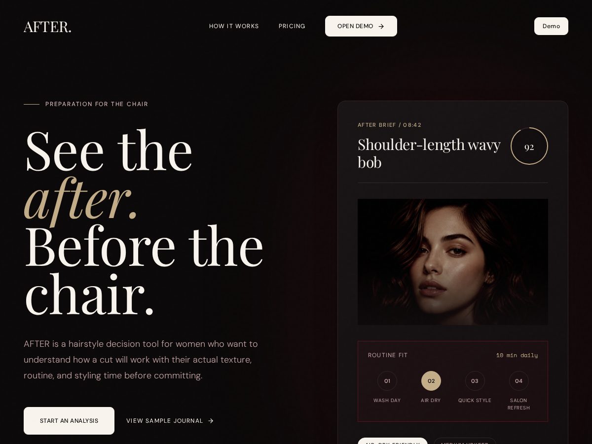 Landing-page snapshot of after.style
