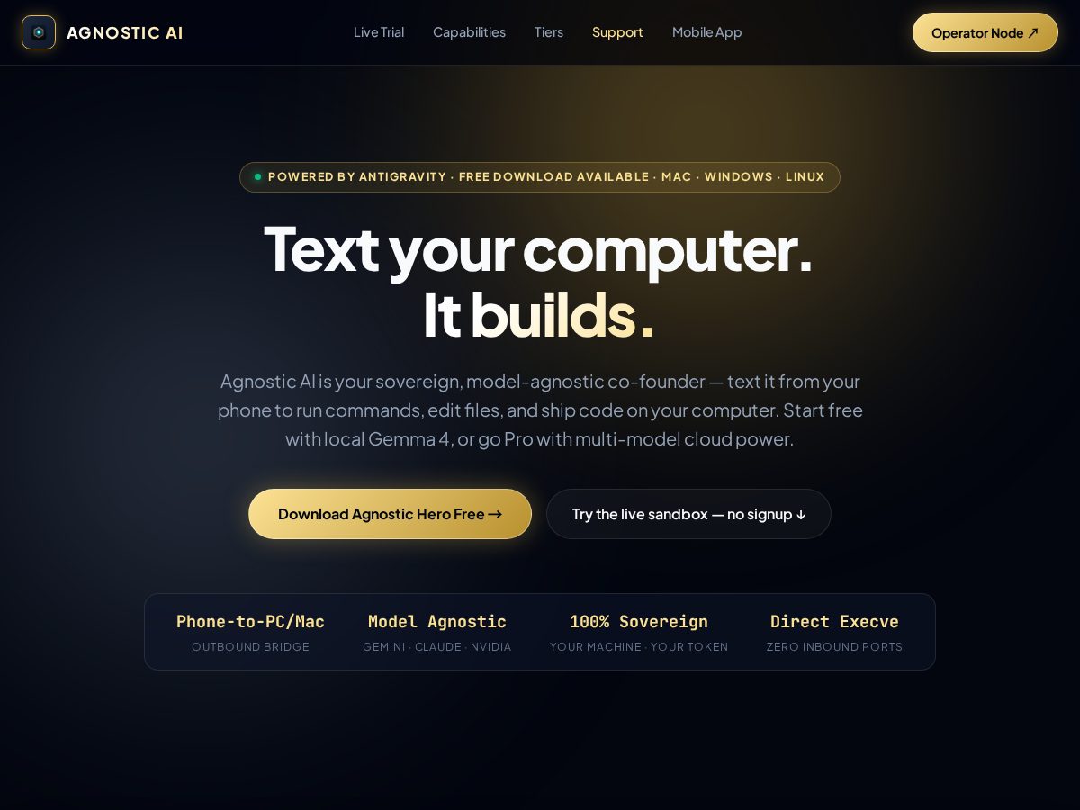 Landing-page snapshot of agnosticai.app