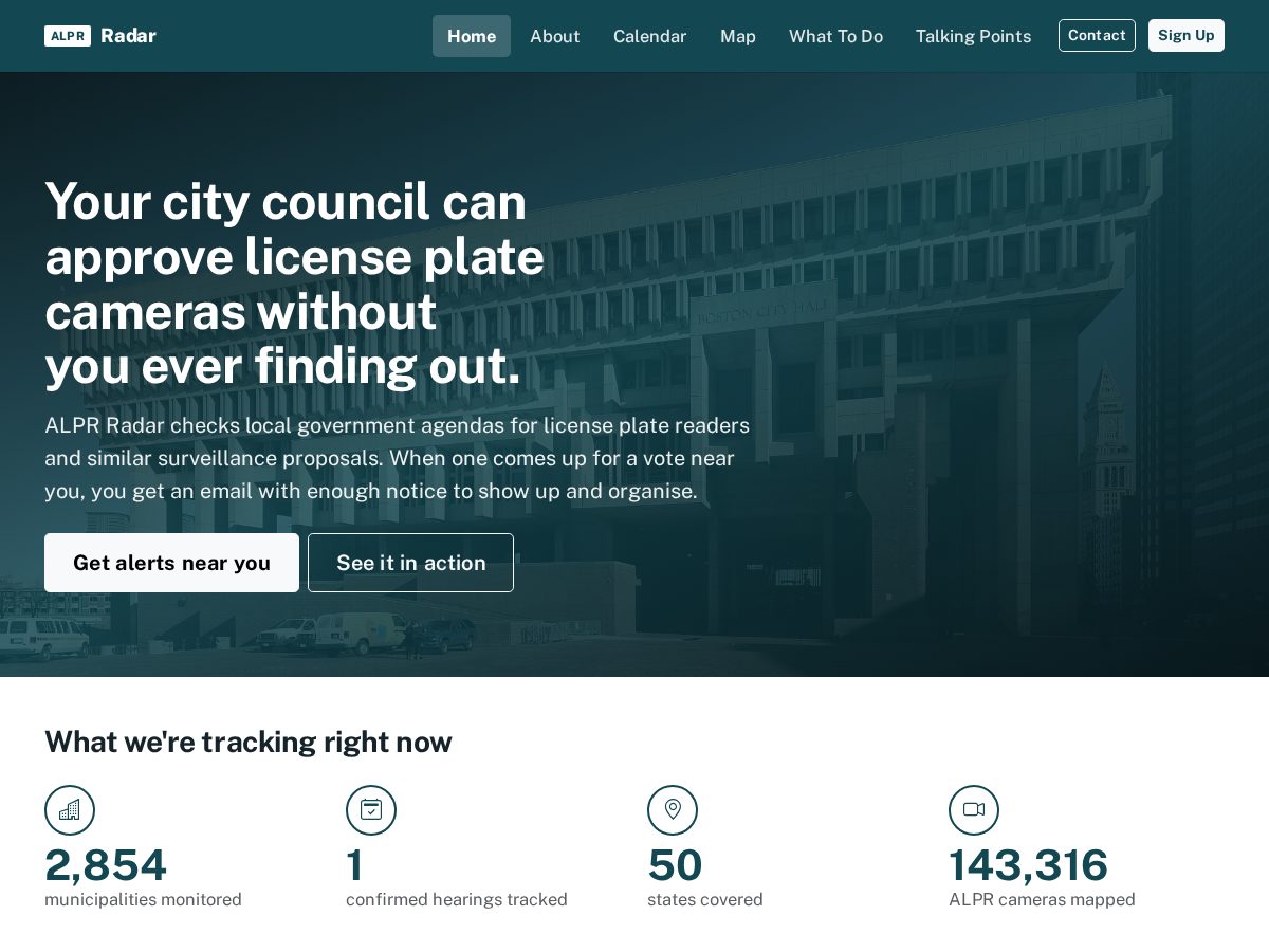 Landing-page snapshot of alpradar.com