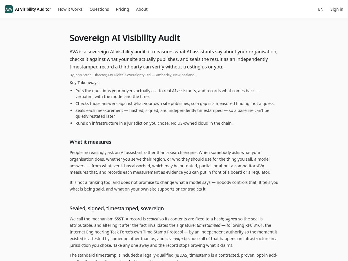 Landing-page snapshot of amiomega.digital