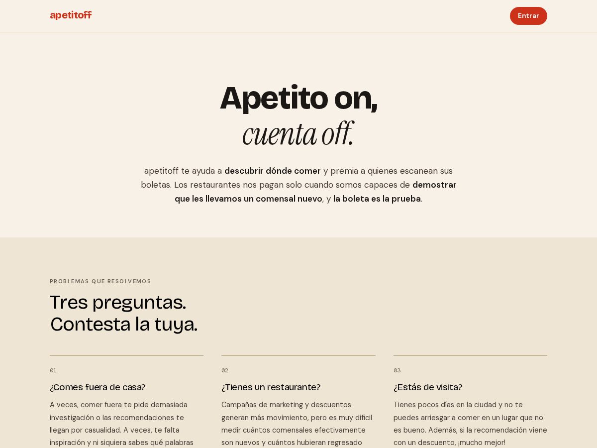 Landing-page snapshot of appetitoff.com