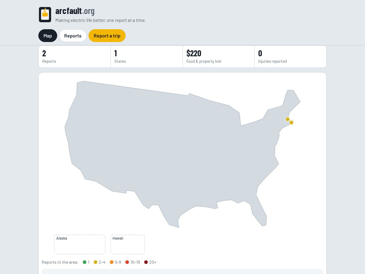 Landing-page snapshot of arcfault.org
