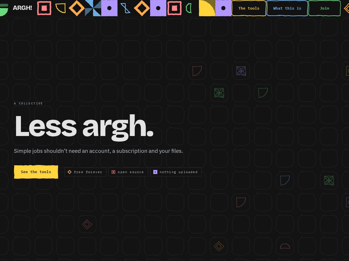 Landing-page snapshot of arghtools.com
