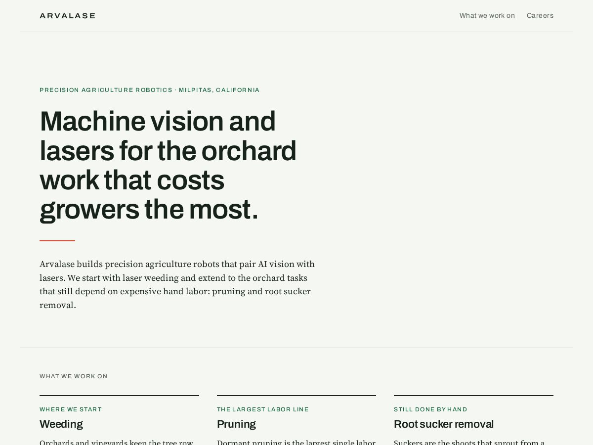 Landing-page snapshot of arvalase.com