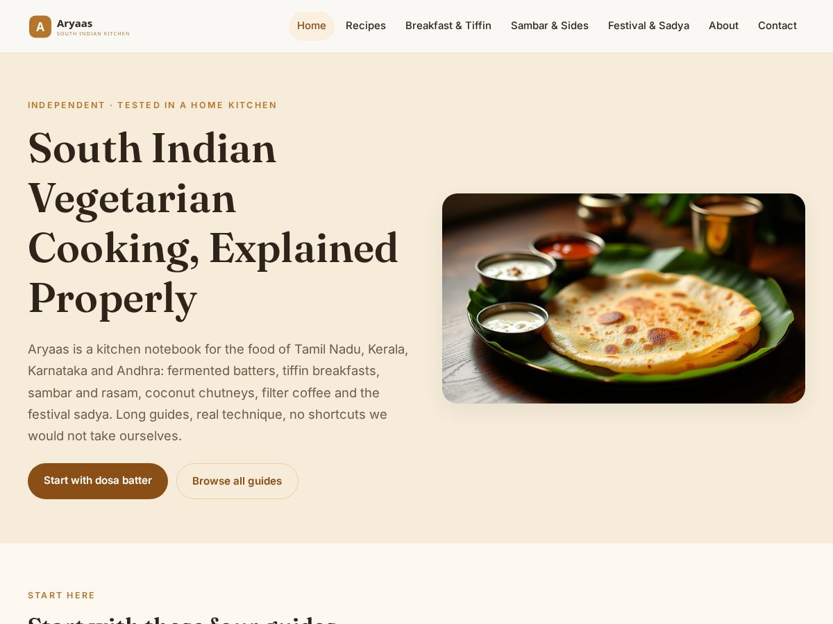Landing-page snapshot of aryaas.restaurant