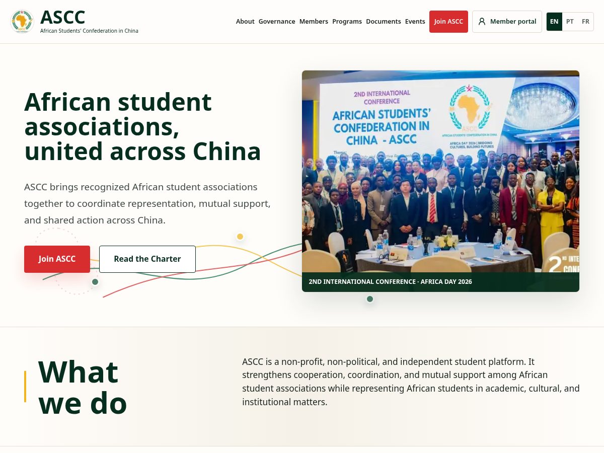 Landing-page snapshot of asccchina.org