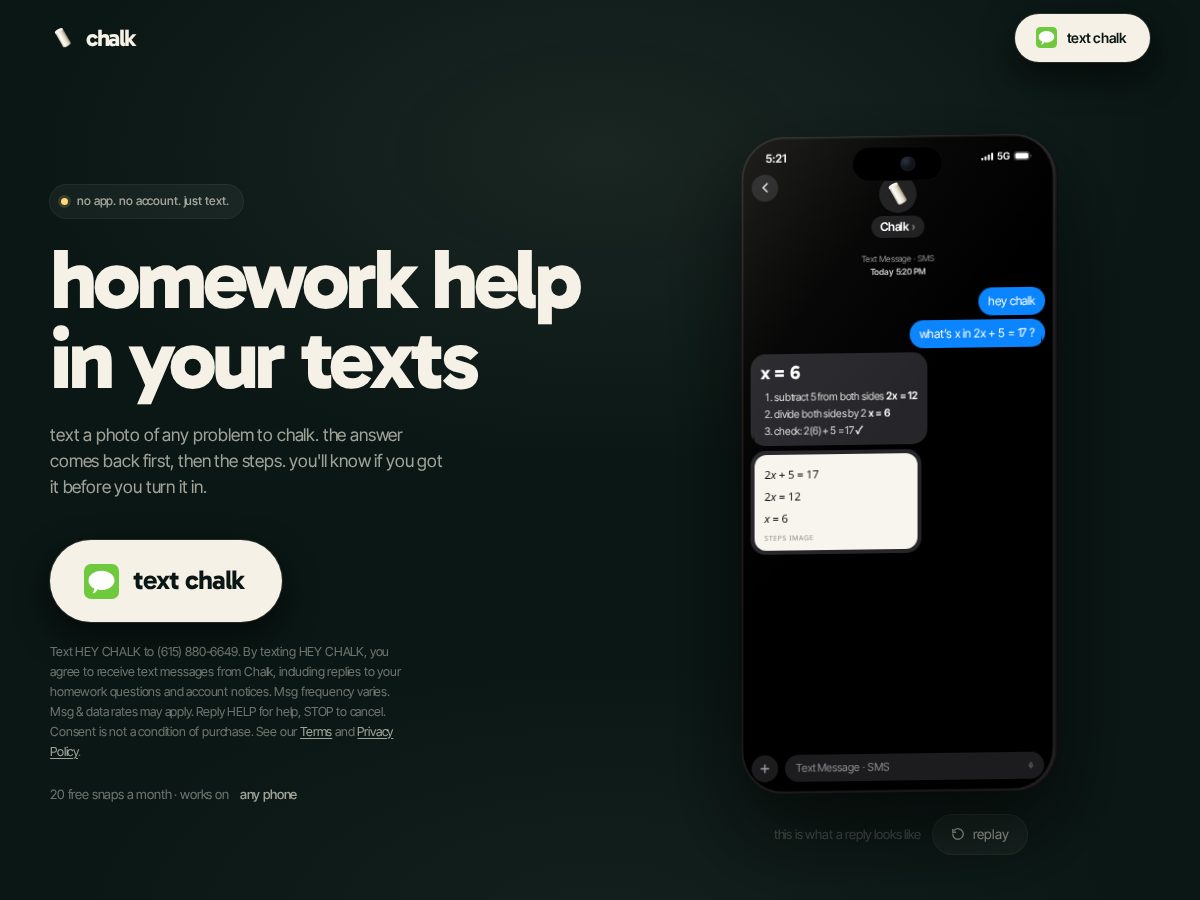 Landing-page snapshot of askchalk.app