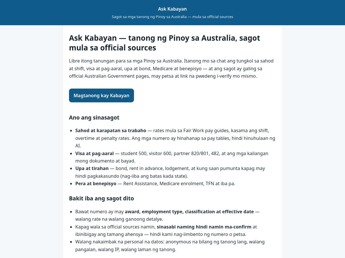 Landing-page snapshot of askkabayan.com