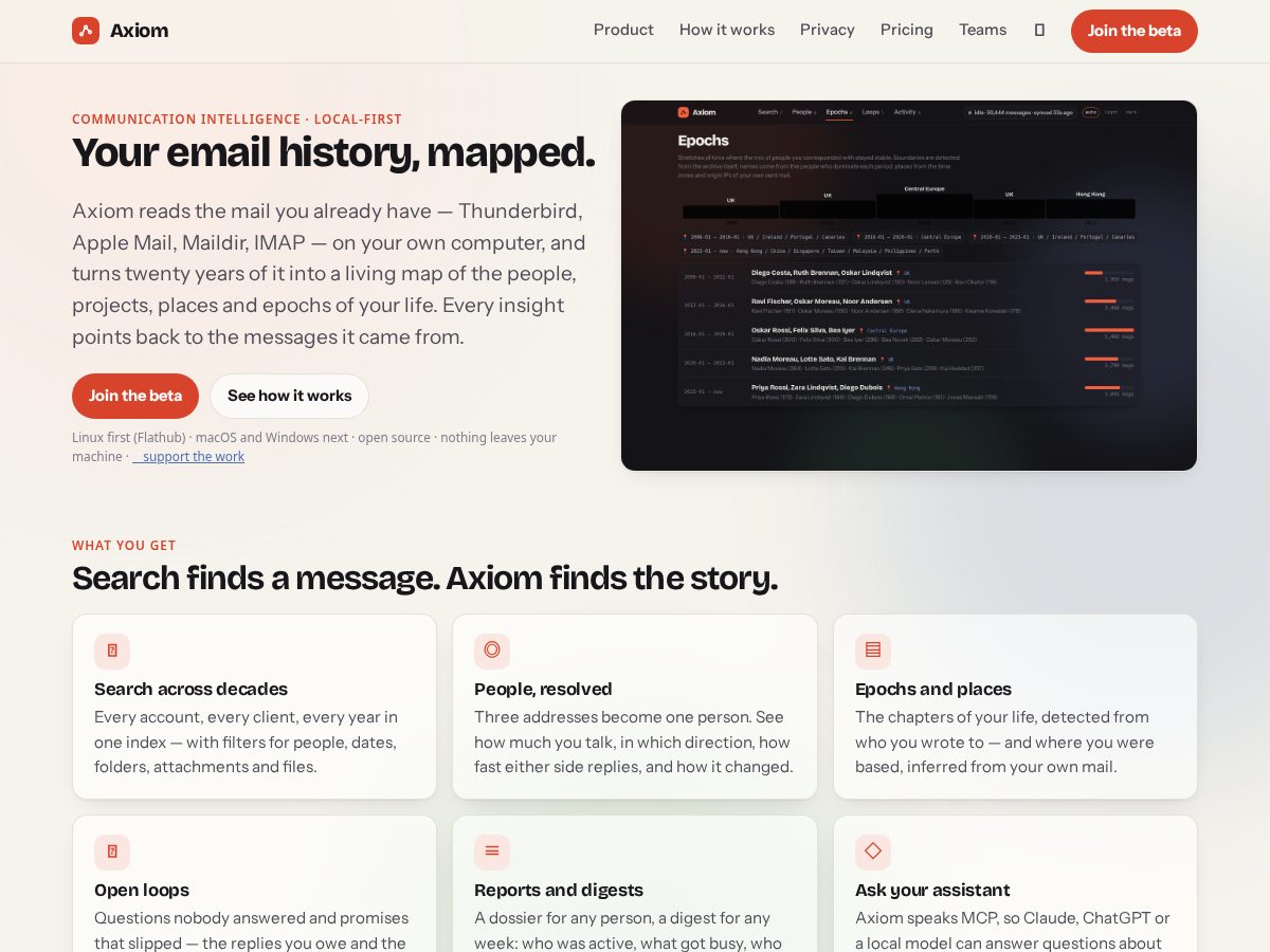 Landing-page snapshot of axiomm.dev