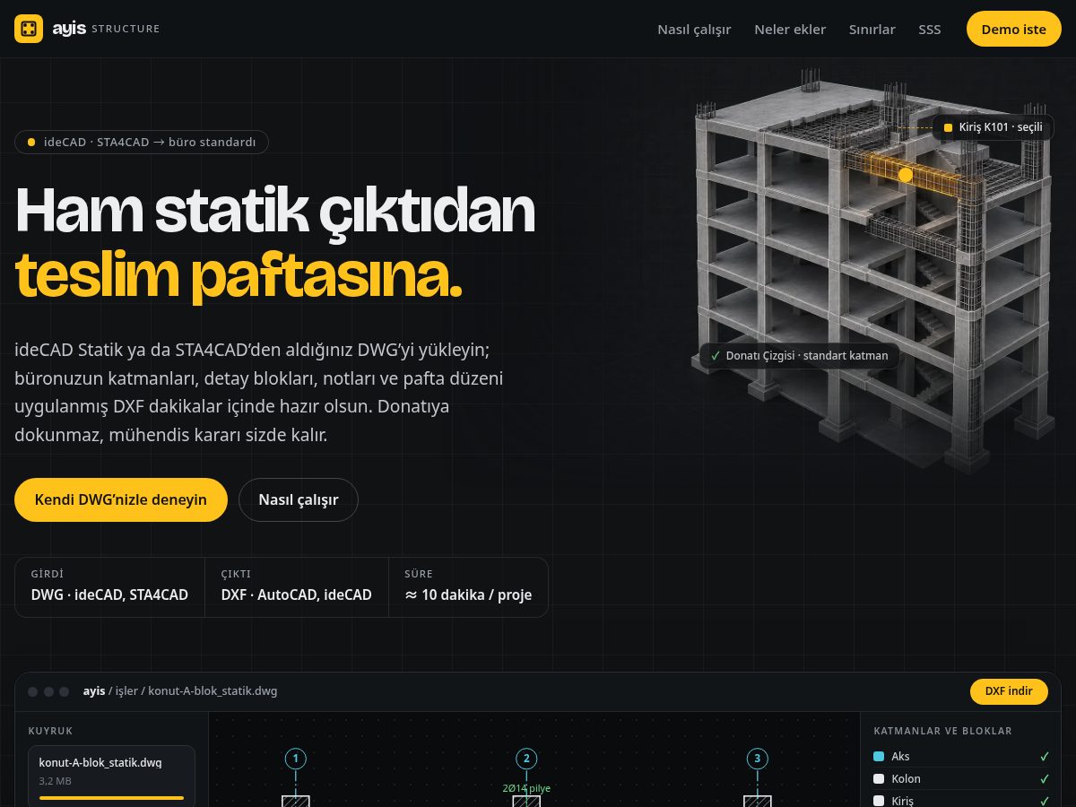 Landing-page snapshot of ayisstructure.com