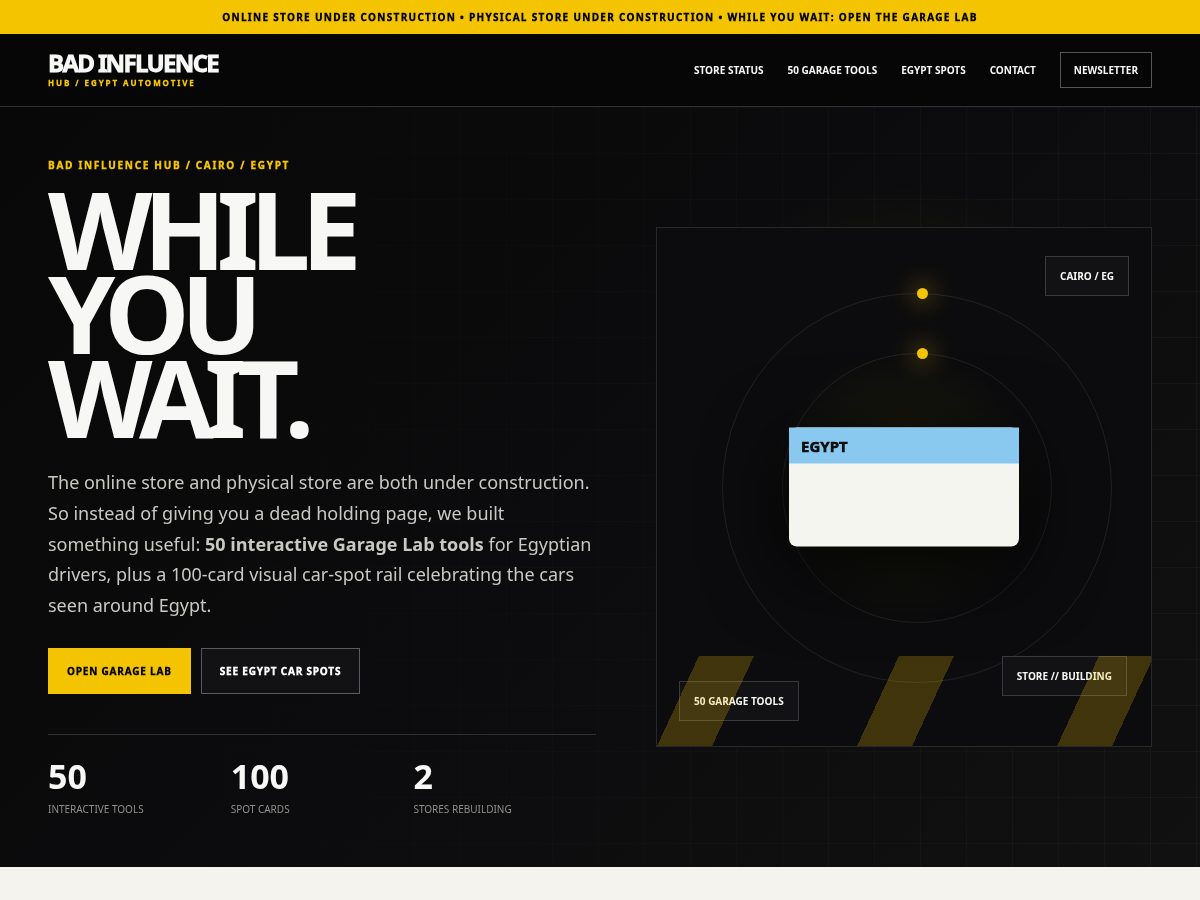 Landing-page snapshot of badinfluencehub.store