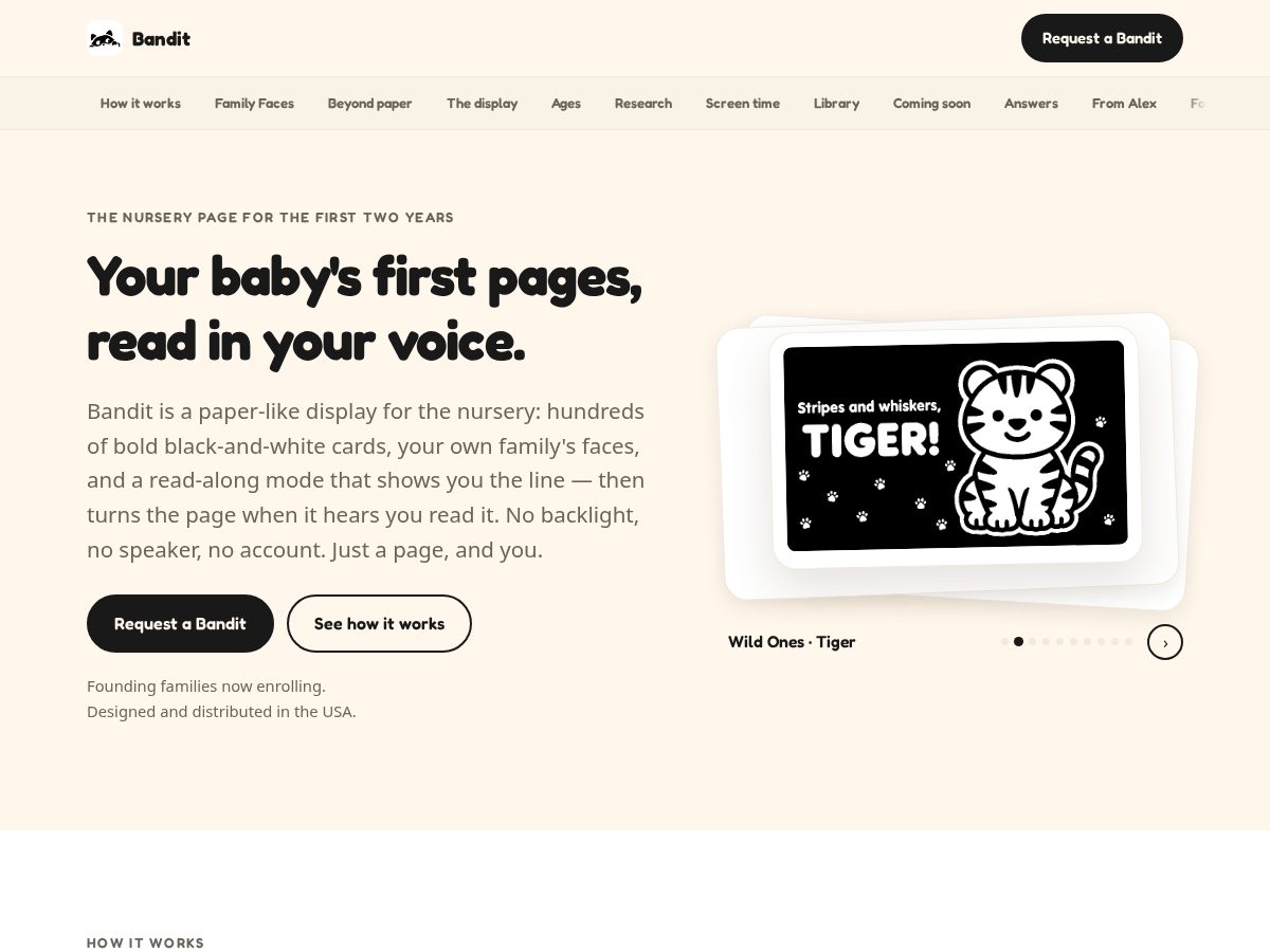 Landing-page snapshot of bandit.kids