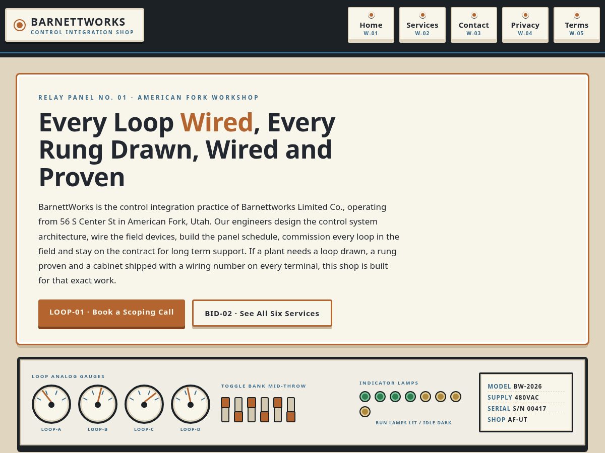 Landing-page snapshot of barnettworks.buzz