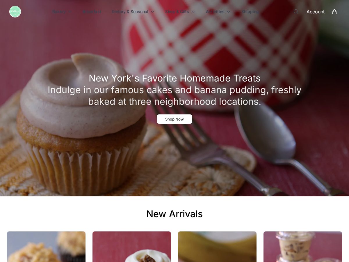 Landing-page snapshot of billysbakerystore.shop