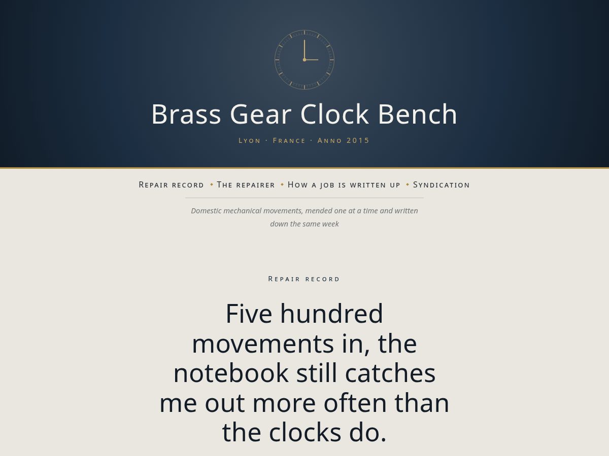 Landing-page snapshot of brassgearclocks.com