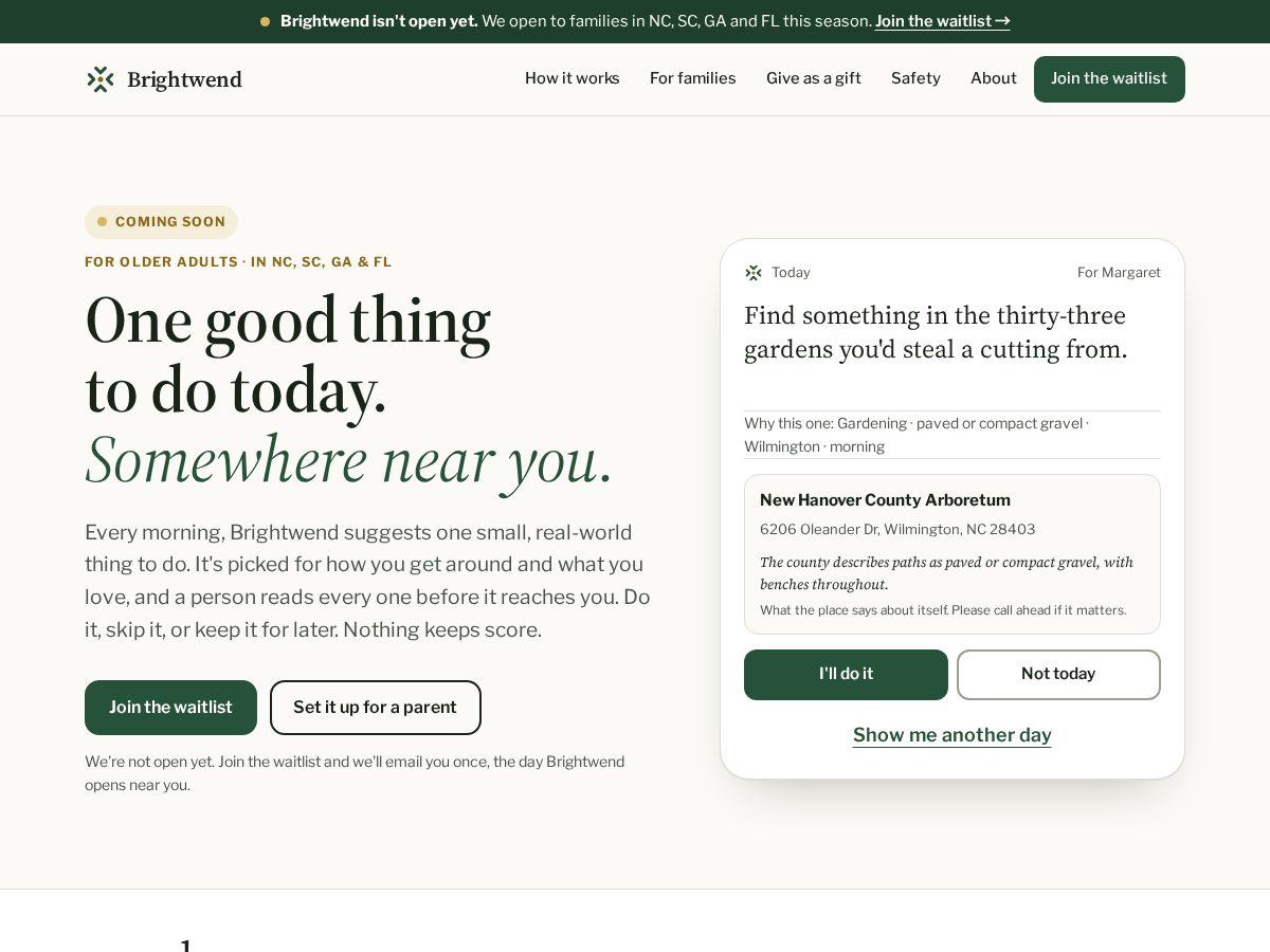 Landing-page snapshot of brightwend.com