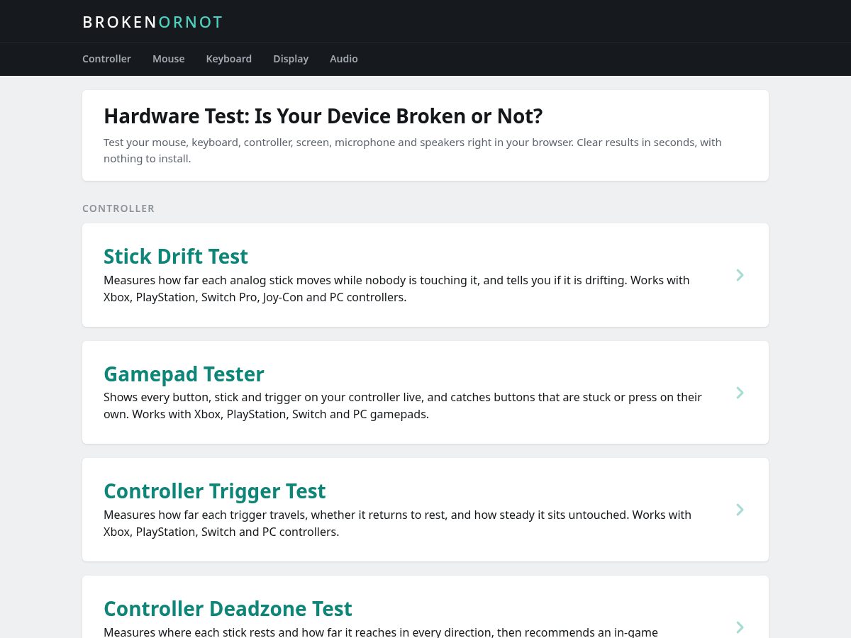 Landing-page snapshot of brokenornot.com