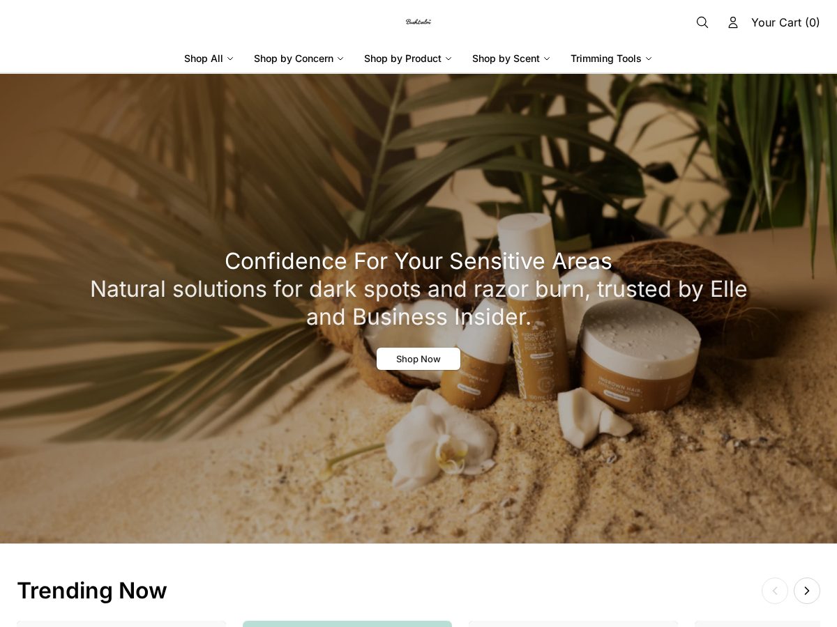 Landing-page snapshot of bushbalmskincare.shop