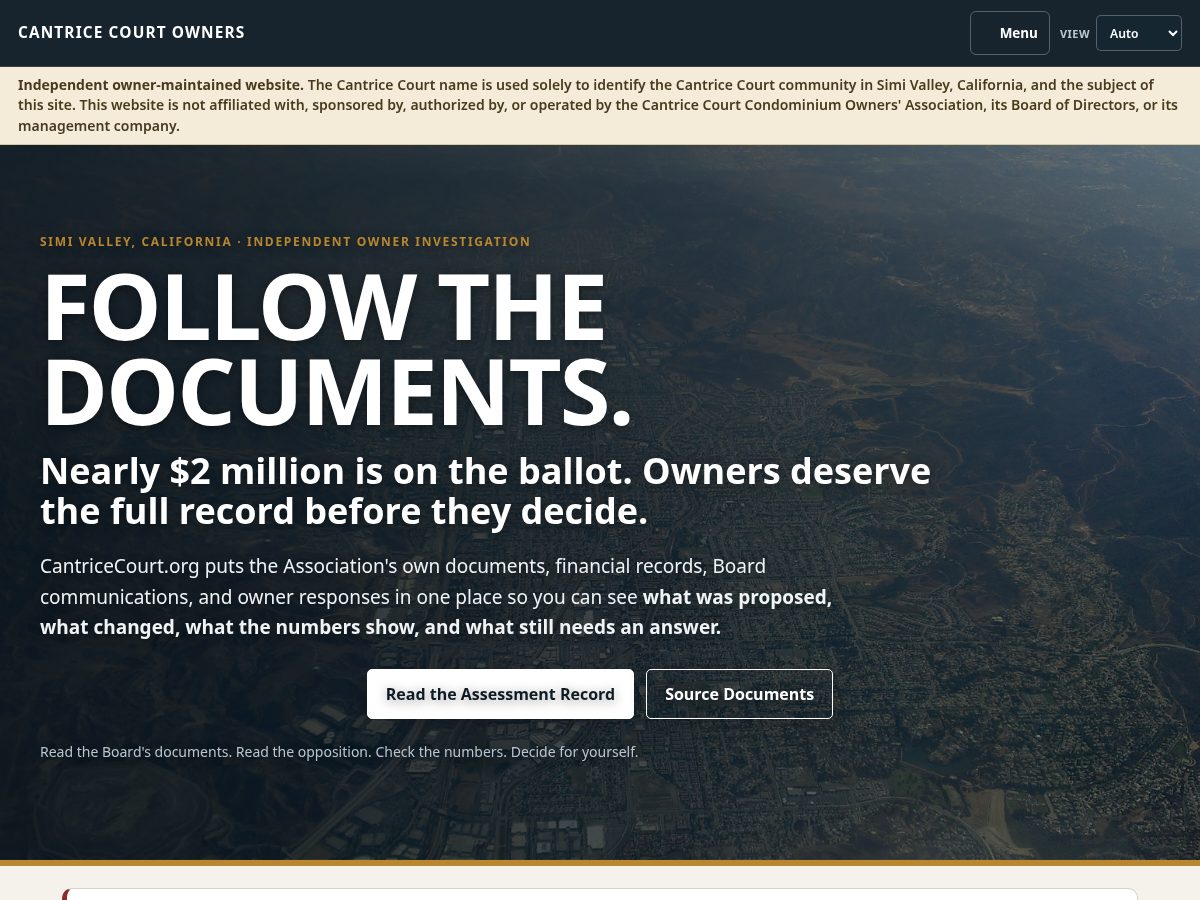 Landing-page snapshot of cantricecourt.org