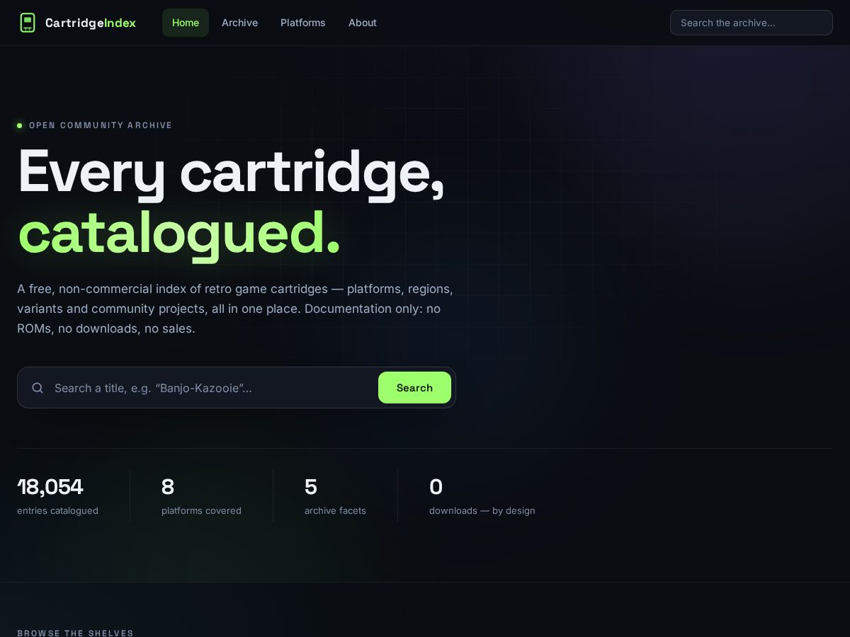 Landing-page snapshot of cartridgeindex.com
