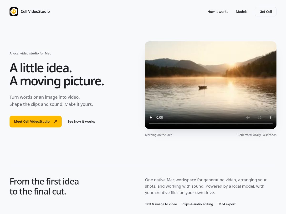 Landing-page snapshot of cellvideostudio.com