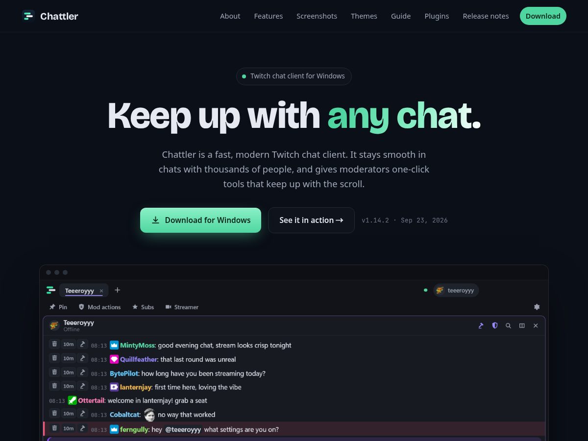 Landing-page snapshot of chattler.net