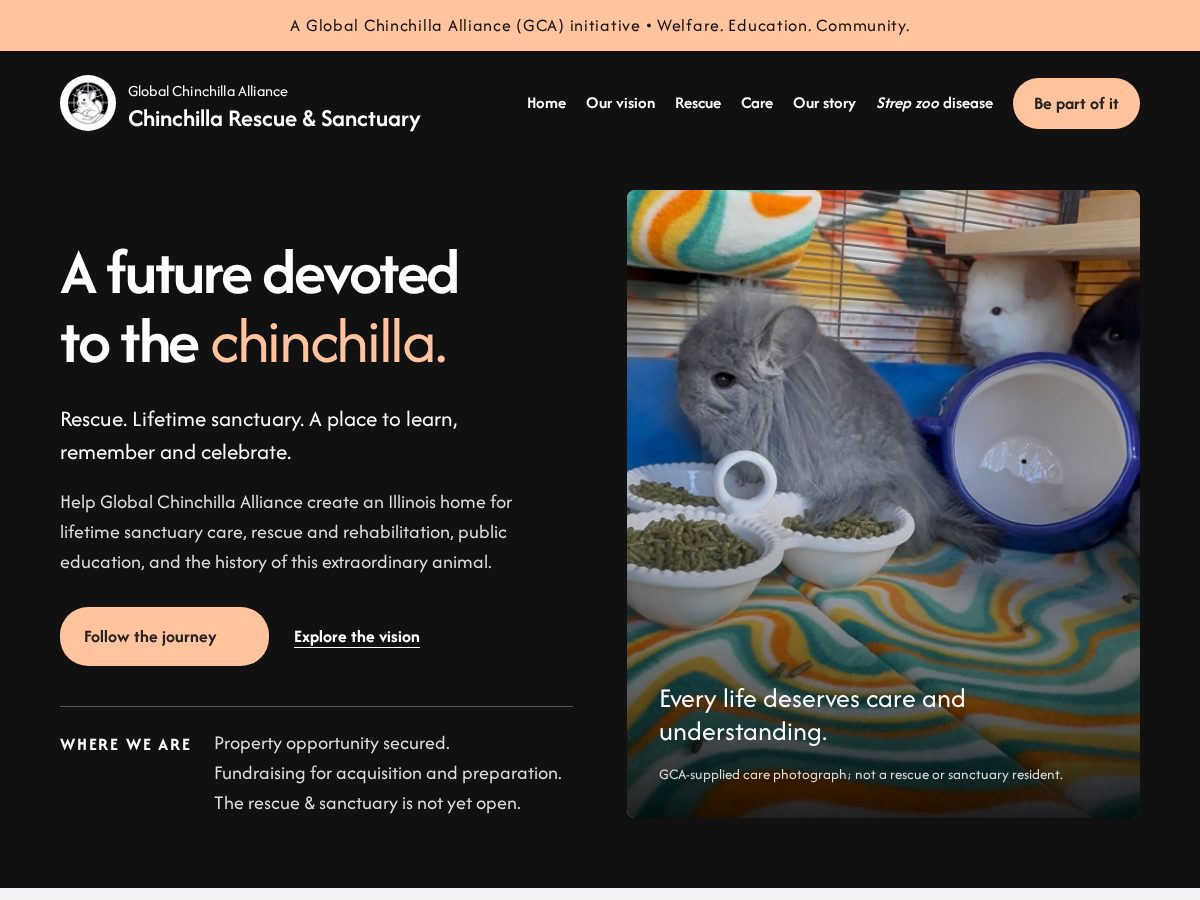 Landing-page snapshot of chinchillasanctuary.org