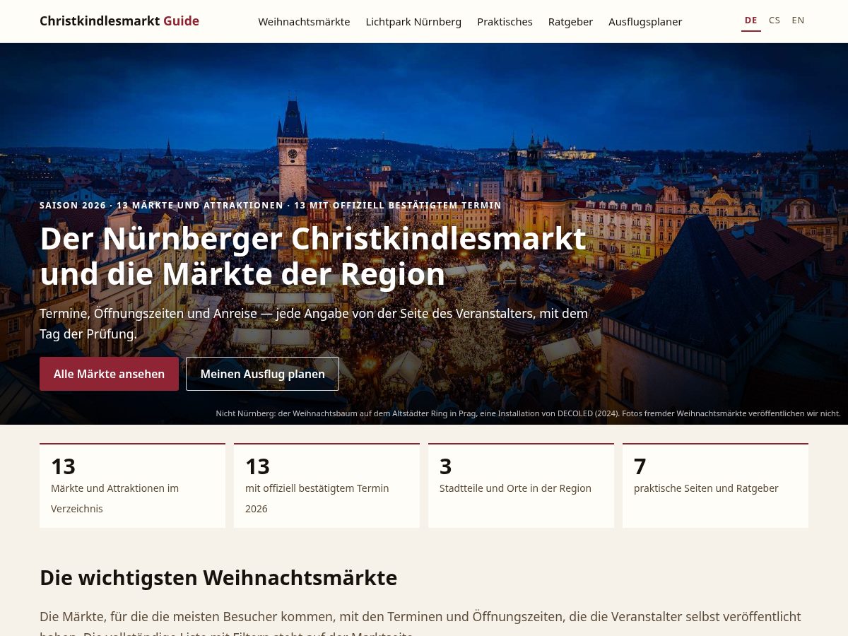 Landing-page snapshot of christkindlesmarkt-guide.com