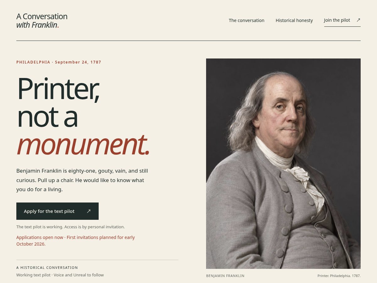 Landing-page snapshot of conversationwithfranklin.com