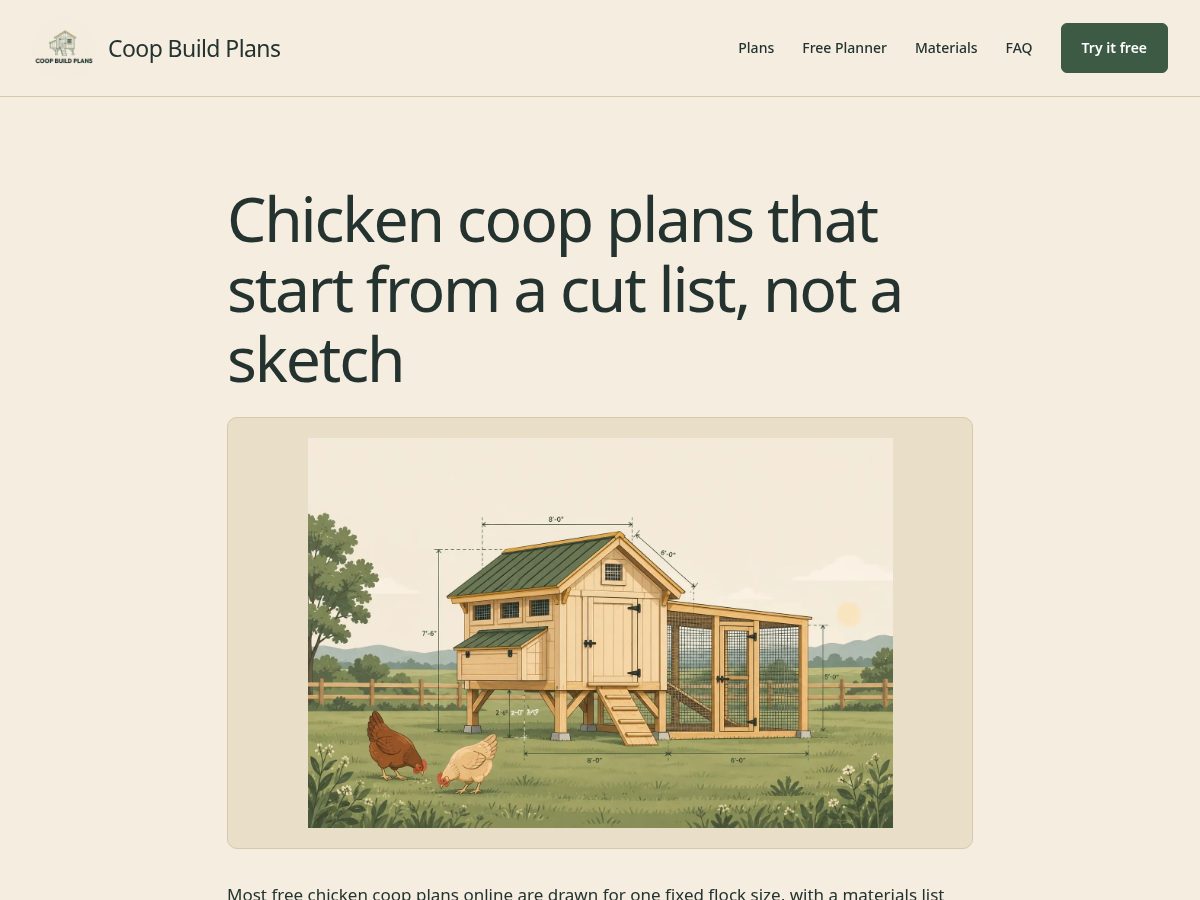 Landing-page snapshot of coopbuildplans.com