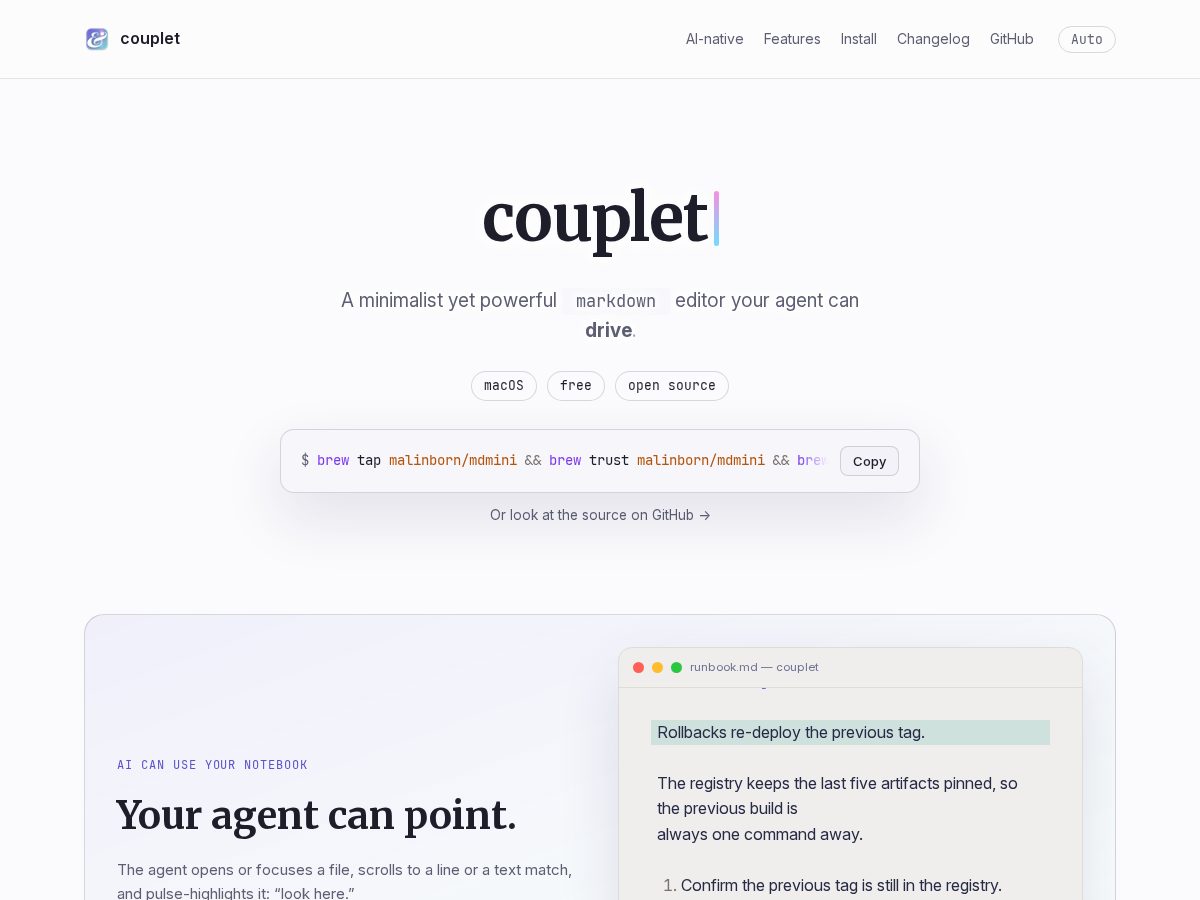 Landing-page snapshot of couplet.pro