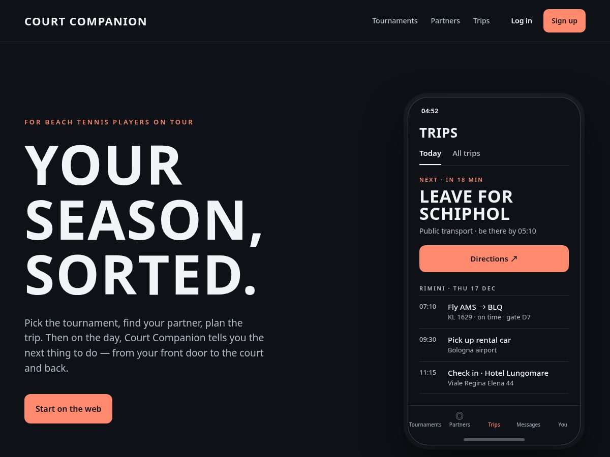 Landing-page snapshot of courtcompanion.app