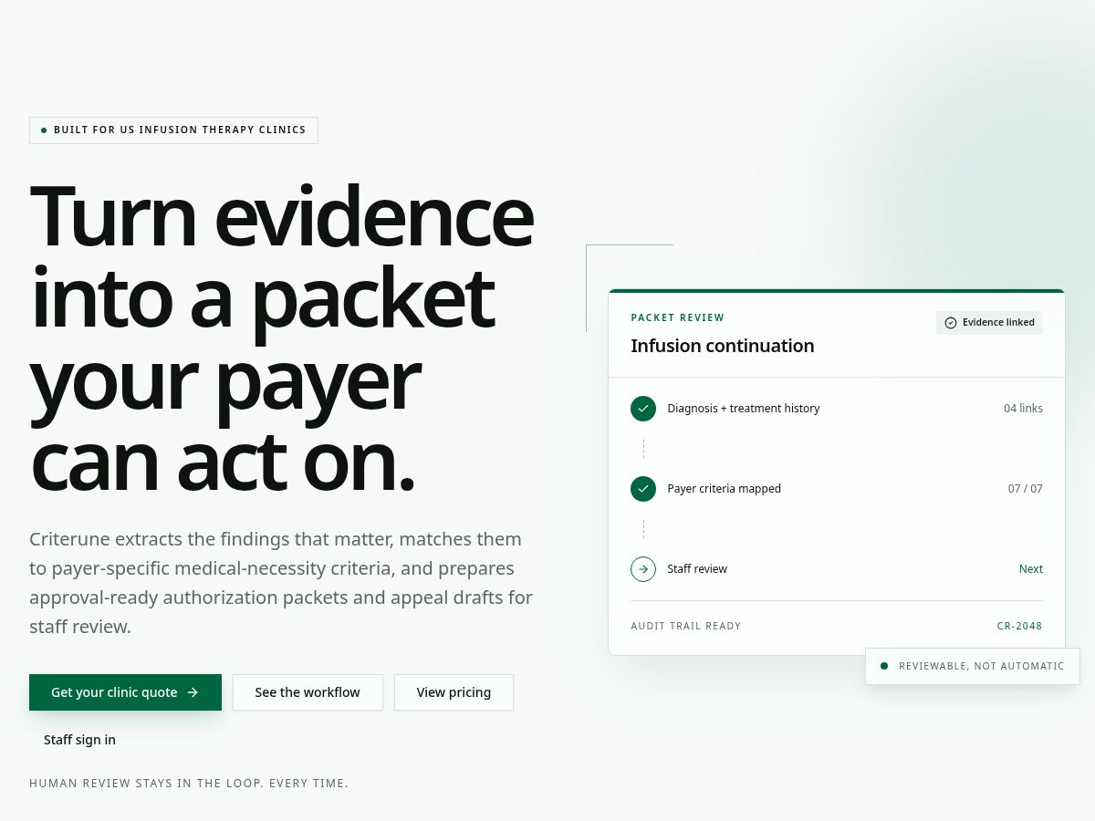 Landing-page snapshot of criterune.com