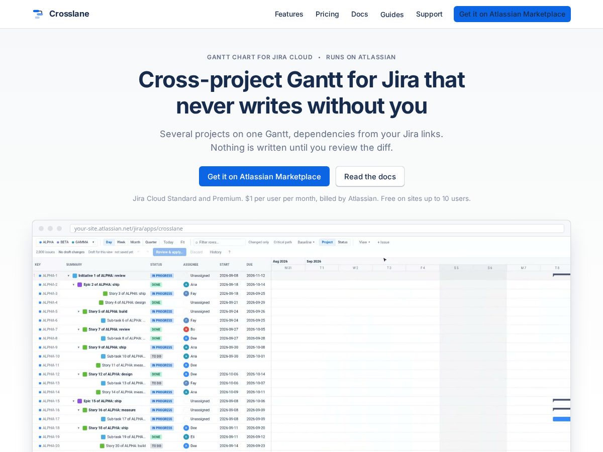 Landing-page snapshot of crosslane.app