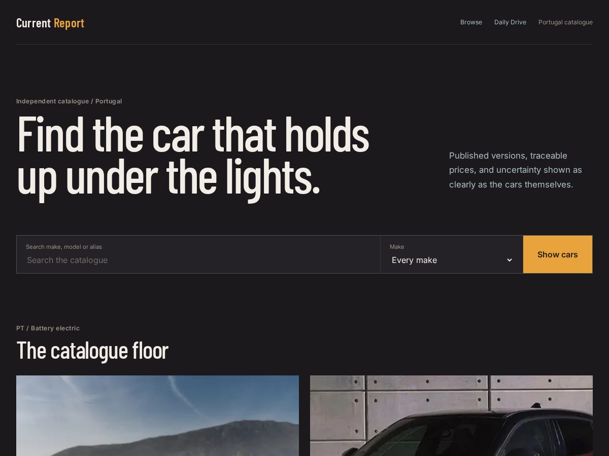 Landing-page snapshot of current-report.com