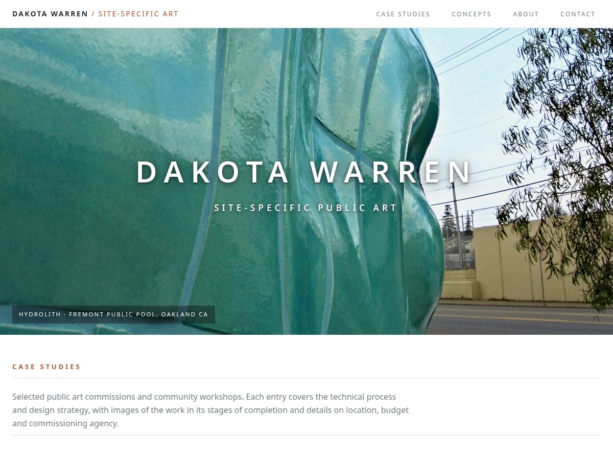 Landing-page snapshot of dakotawarrenart.com